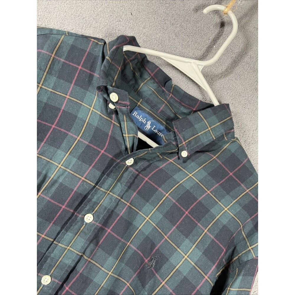 Polo Ralph Lauren Men's Shirt L Tartan Multi Plaid Green Classic Fit Button Up